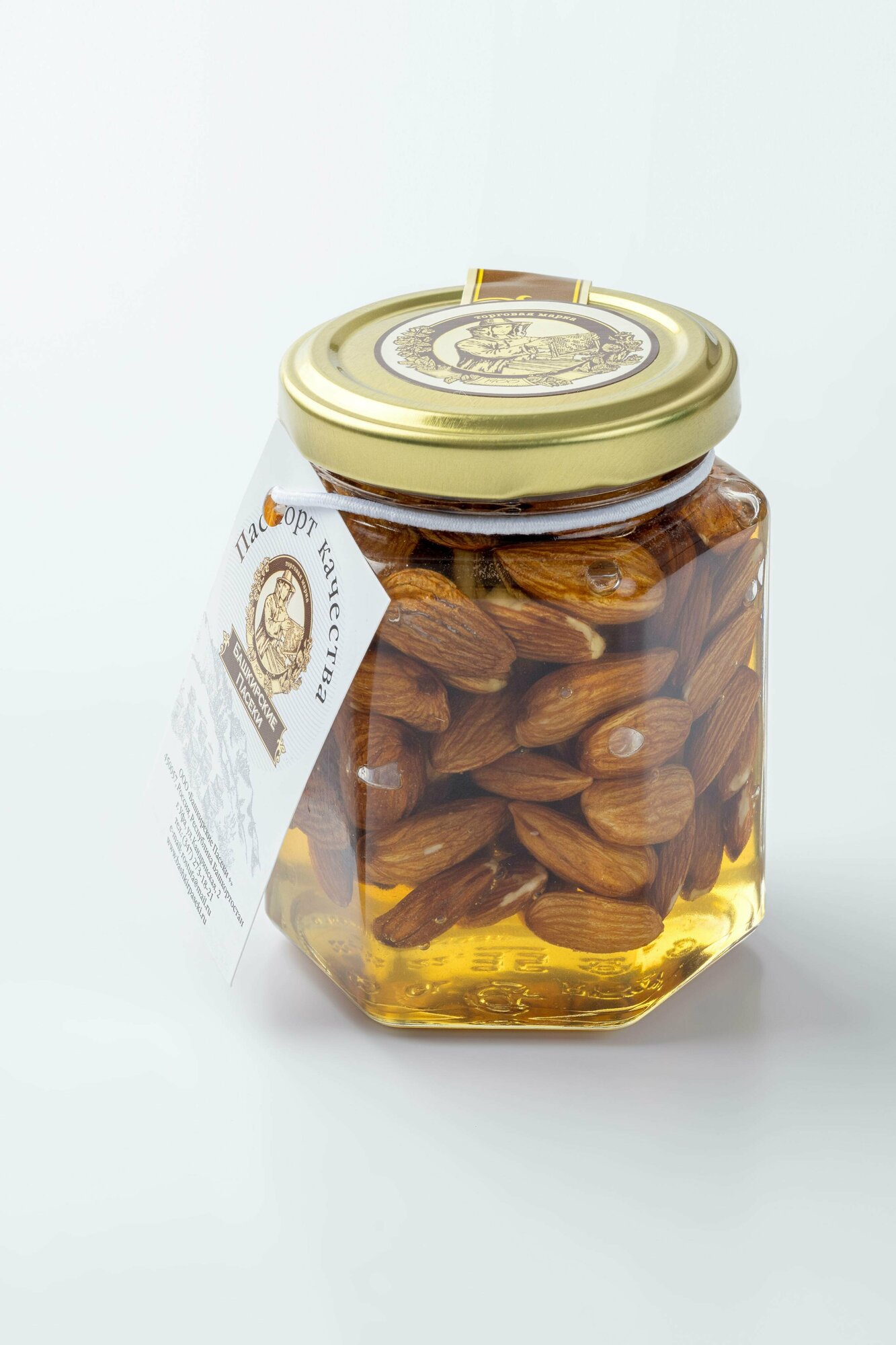 Мед башкирские пасеки с миндалем, 220 гр. - фотография № 1