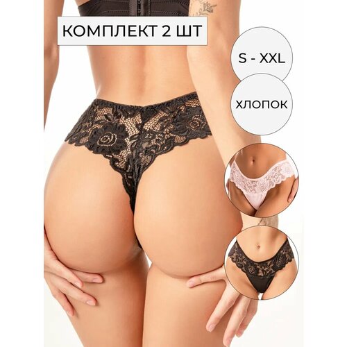 фото Трусы moor moor, 2 шт., размер xl(48-50), черный, розовый