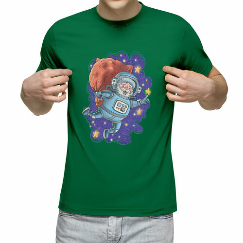 мужская футболка космонавт в космосе s белый Футболка Us Basic, размер XL, зеленый
