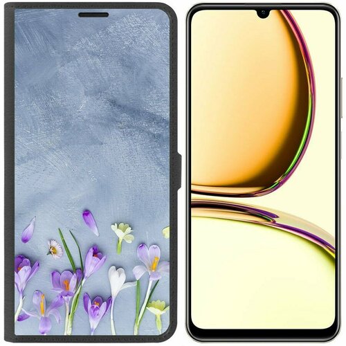 Чехол книжка Krutoff Eco Book для Realme C53 Цветочное настроение (черный)