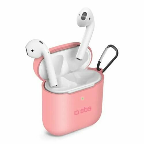 SBS Mobile Чехол для Airpods 1 / 2 поколения, силиконовый с карабином, розовый чехол силиконовый с карабином для apple airpods 2 белый