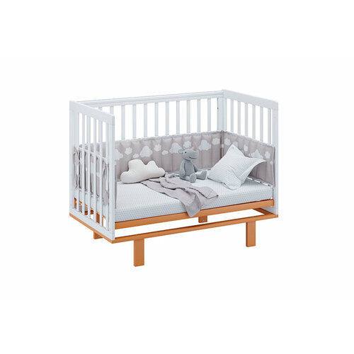 Кровать Polini Кроватка детская Simple 340 белый / бук 64.4х124.4х96 см