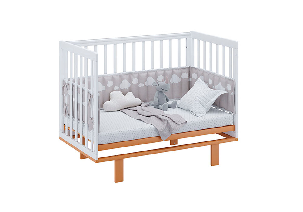 фото Кровать Polini Кроватка детская Simple 340 белый / бук 64.4х124.4х96 см