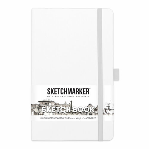 SKETCHMARKER Блокнот для зарисовок 140 г/м2 A5- 13 х 21 см твердый переплет 80 л. 2314103SM белый