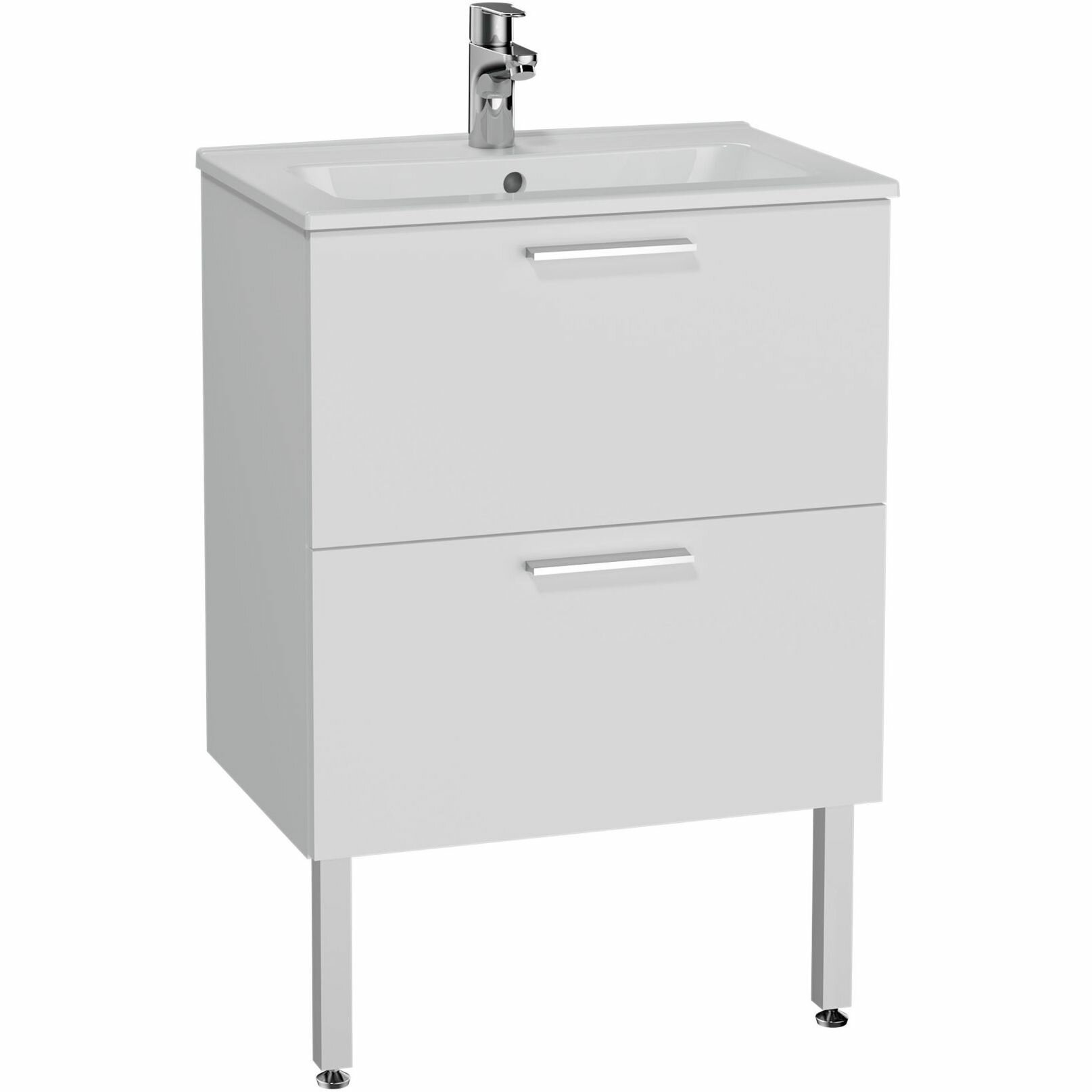 фото Тумба с раковиной 60 см Vitra Mia 66106 подвесная, 2 ящика, цвет: белый глянец