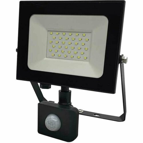 Светодиодный прожектор c датчиками движения и освещенности truEnergy IP65 (датчик IP44) 30W 6500K 2400Lm 150x180мм черный алюминий 13203