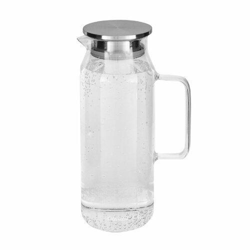 Графин для воды стеклянный с крышкой Olivetti, объем 1,5 литра, для холодных и горячих напитков, подарочная упаковка
