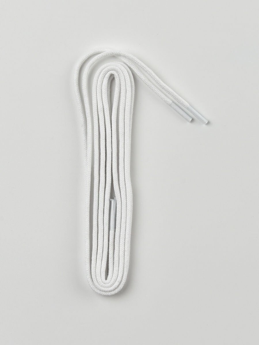 Шнурки Saphir хлопковые круглые тонкие без пропитки 60 см, диаметр 2,5 мм, цвет 21 белый — фото 1