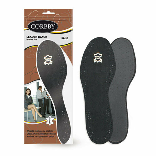 Стельки CORBBY из натуральной кожи Leder black, черные. (35-36)