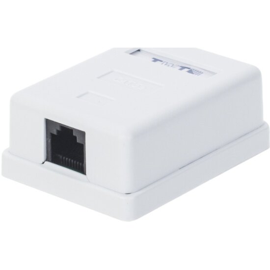 Настенная розетка TWT Lanmaster 1 порт RJ-45 кат. 5е UTP белая (-SM1-45-WH)