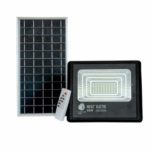 Светодиодный прожектор с модулем солнечной батареи HOROZ TIGER-40 40W, чёрный, 6400К, 3.2V