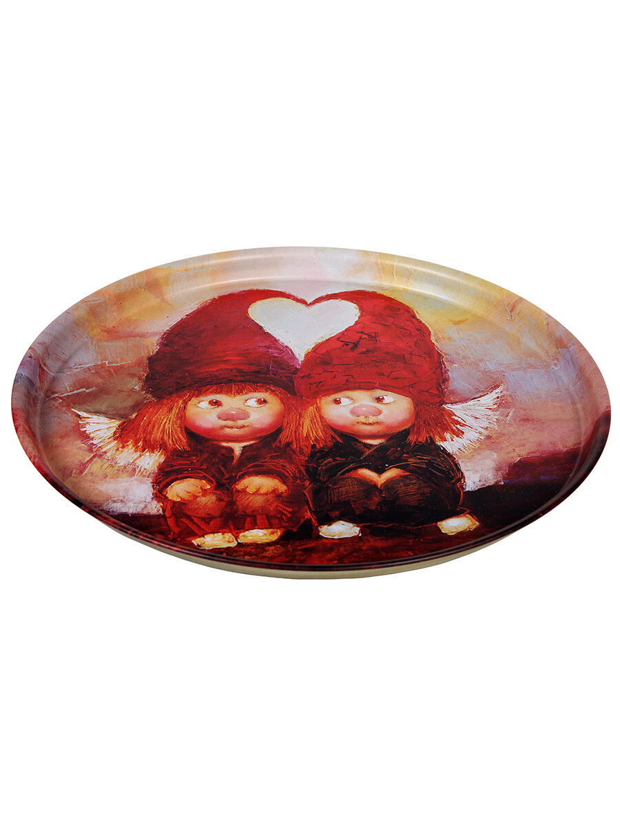 Поднос "Gala" PD102, металл, диаметр 33 см, круглый, с рисунком — фото 1