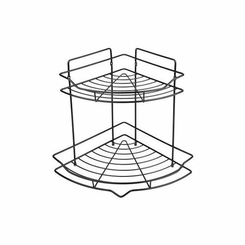Полка для ванной Sakura двойная, угловая, АЕ-435, 330х250х350 мм, BL, черная