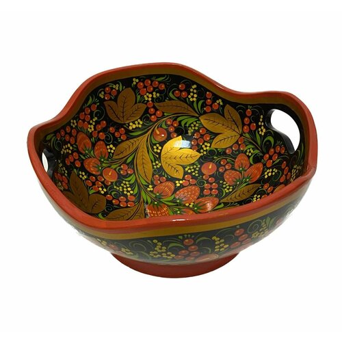 Чашка С ручками хохлома 110*230 мм деревянная