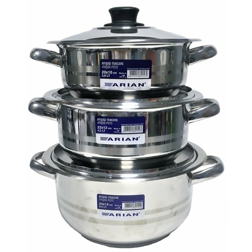 Набор кастрюль 6пр (1л(14см); 1,5л(16см); 2л(18см))