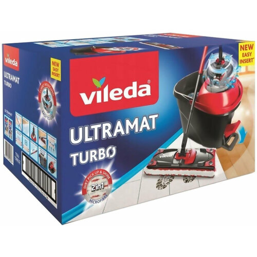 Комплект для уборки Vileda Ultramat Turbo темно-серый/красный (158632/163425)