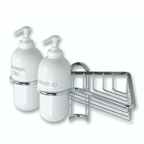 Полка угловая с дозаторами для мыла IBB SHOWER AV13 CRO/CRO хром