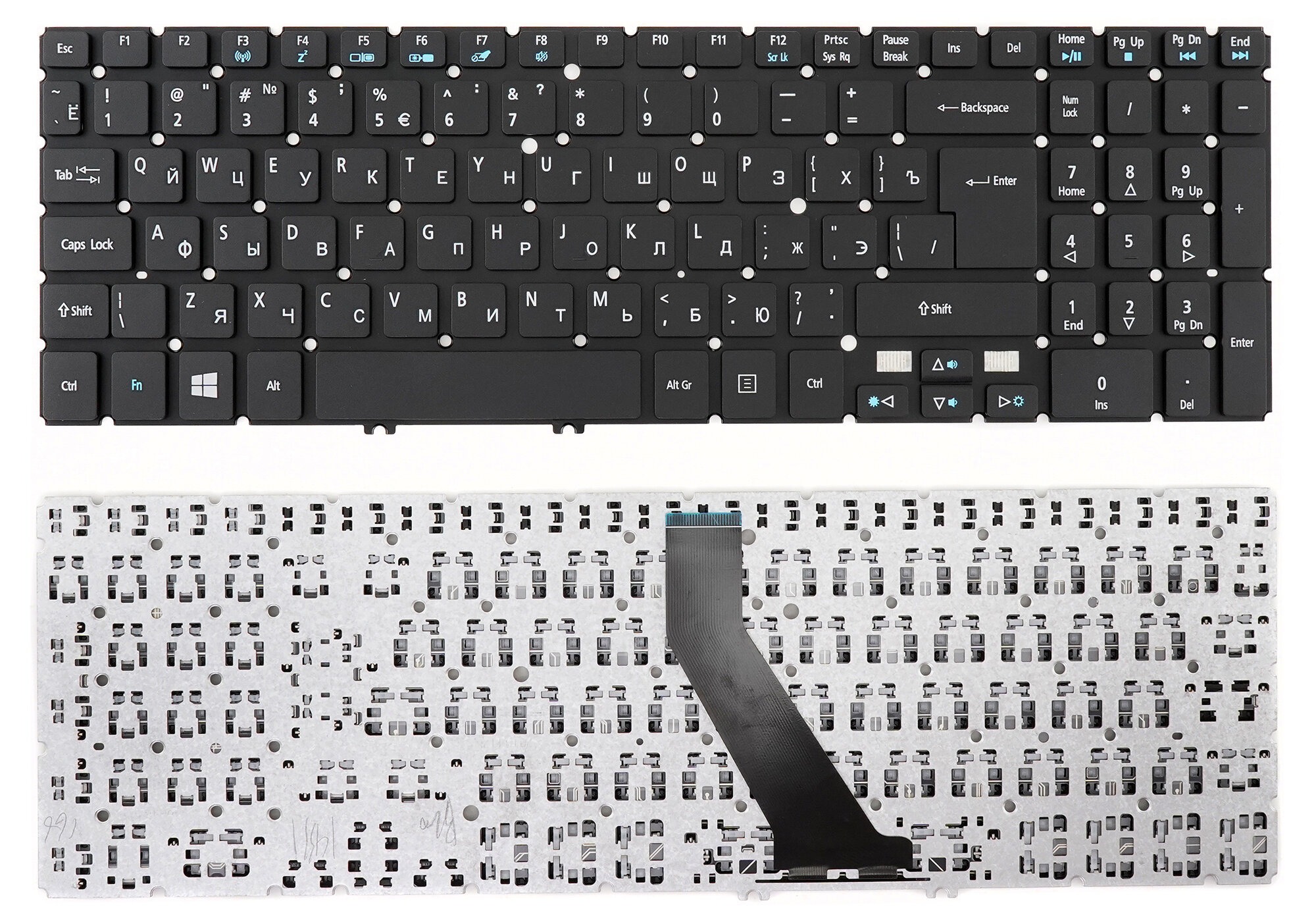 Клавиатура для Acer Aspire V5-572, V5-573 черная без рамки, Г-образный Enter