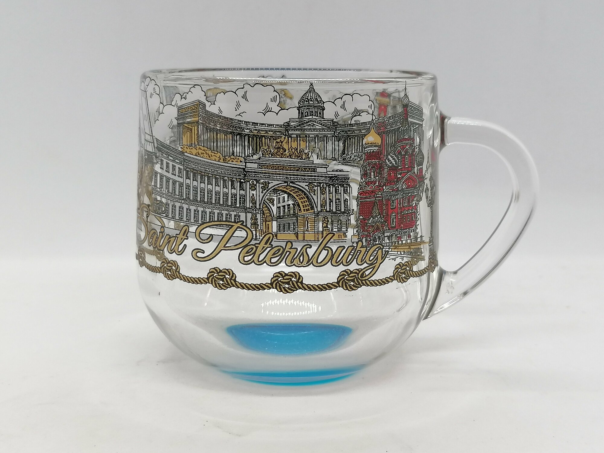 Кружка чайная , Грамине . Санкт-Петербург, 0,3 л. цветное дно(голубое)