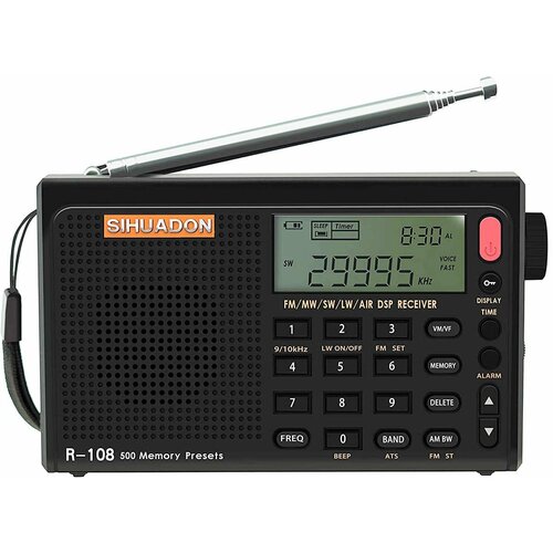 Всеволновый цифровой радиоприемник SIHUADON R-108 black 5590₽