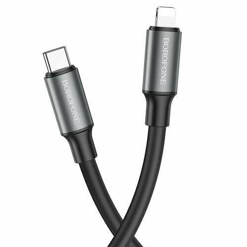 Кабель-переходник USB-type C to Lightning Borofone BX82 PD Bountiful iPhone 20W, 1m (черный) кабель переходник usb type c to lightning borofone bx82 pd bountiful iphone 20w 1m черный