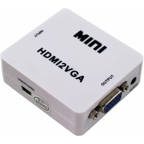 кабель конвертер vga aux usb to hdmi 1 2 метра HD видео конвертер HDMI на VGA +аудио кабель 1 метр для подключения монитора/ ТВ-приставки/ телевизора, белый