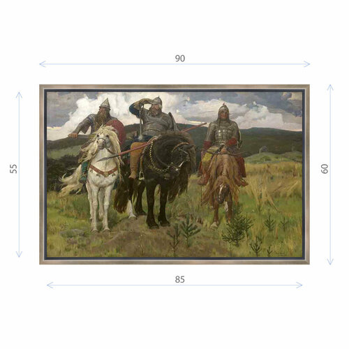 Картина Виктора Васнецова Богатыри 1898 (Третьяковская галерея) Матовый холст в раме 60х90 см
