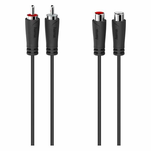 фото Кабель-удлинитель аудио HAMA H-205259, 2хRCA (f) - 2хRCA (m) , 1.5м, черный [00205259]