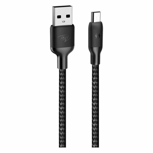 Кабель ITEL M22N(ICD-M22N), micro USB (m) - USB (m), 1м, в оплетке, 2.1A, черный