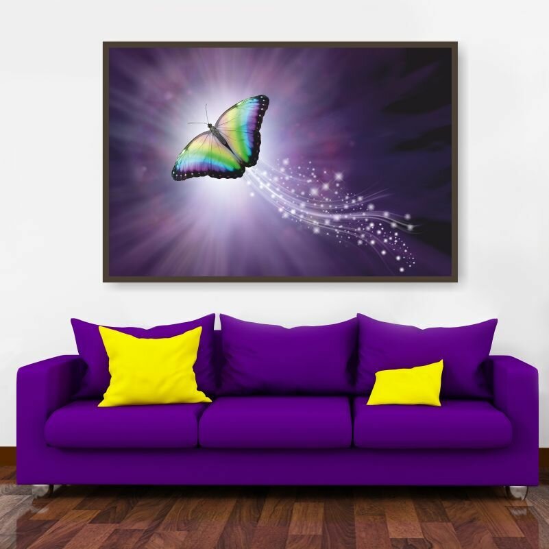 Постер для интерьера Волшебная Разноцветная Бабочка 40х30 см в тубусе ПолиЦентр