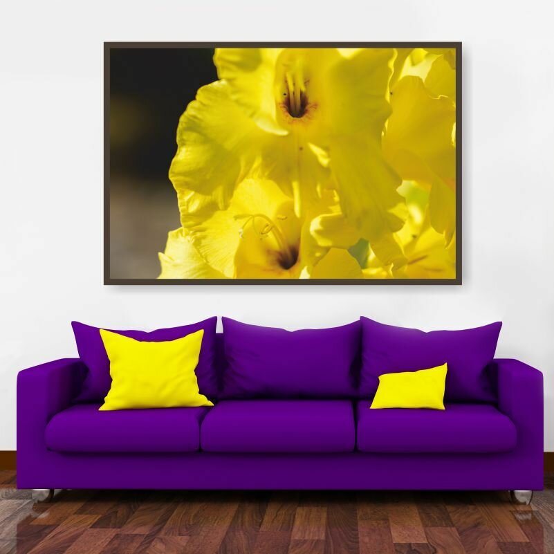 Постер для интерьера Желтые Цветы Гладиолуса 40х30 см в тубусе ПолиЦентр