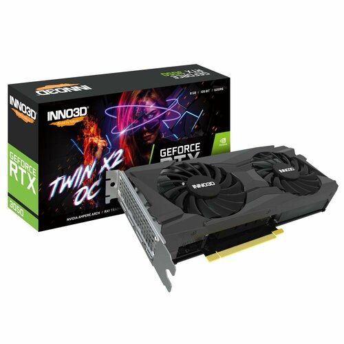 Видеокарта INNO3D RTX3050 TWIN X2 OC (1822MHz/14Gbps) / 8GB GDDR6 / 128-bit / DP+DP+DP+HDMI / AK2130 / GP190 / GA106-150