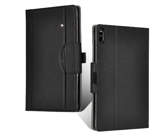 Чехол MyPads бизнес класса для Huawei MatePad Pro 12.6 (2021) WGR-W09 с визитницей черный из натуральной кожи