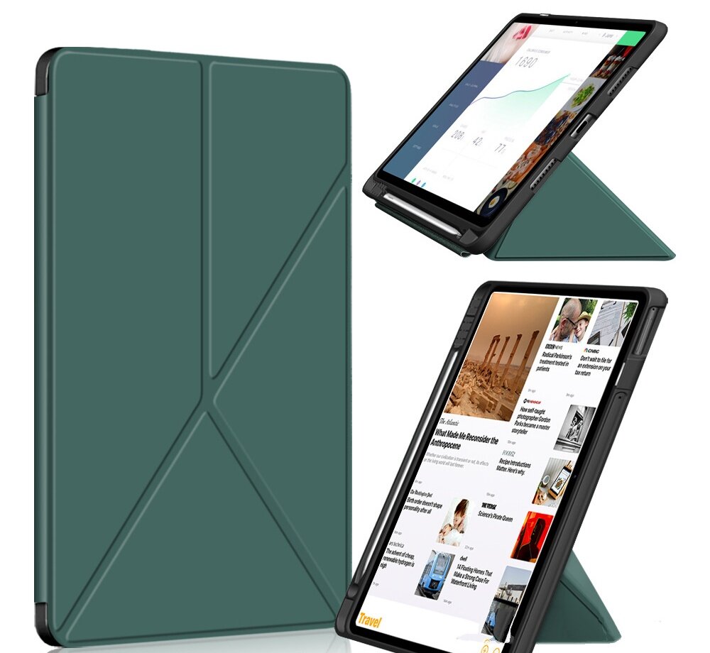 Защитный чехол MyPads с подставкой Оригами для Huawei MatePad 11 (DBY-W09) 2021 натуральная кожа зеленый
