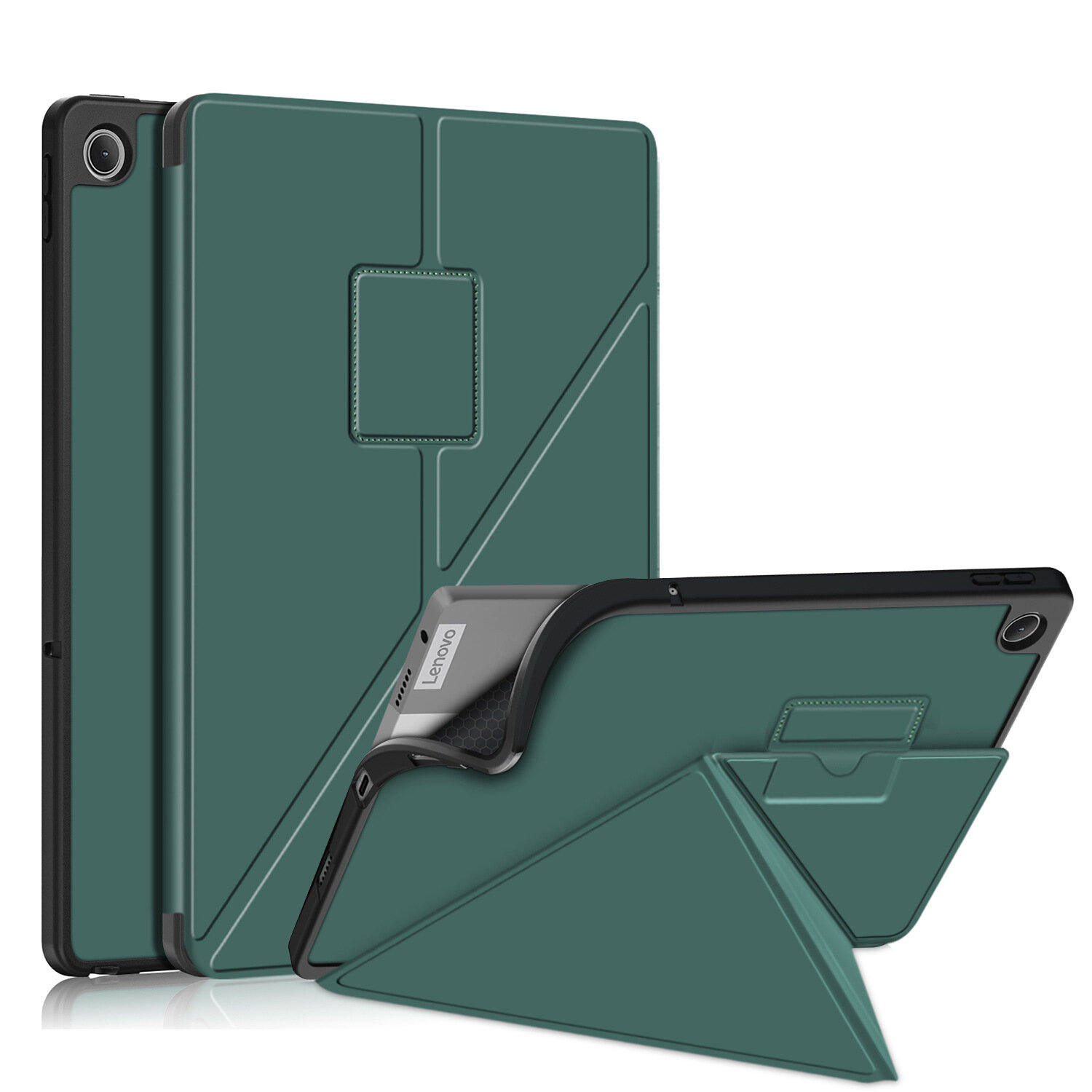 Чехол MyPads «Origami di lusso» с подставкой «Оригами» для Lenovo Tab M10 3rd Gen (TB-328FU) качественная импортная кожа в зеленый