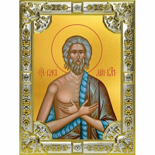 Икона Василий Блаженный серебро 18 х 24 со стразами, арт вк-3729