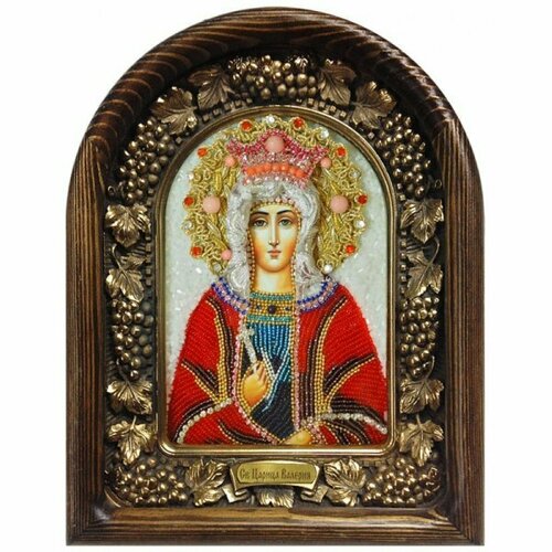 Икона Валерия царица святая из бисера и жемчуга, арт ДИ-114