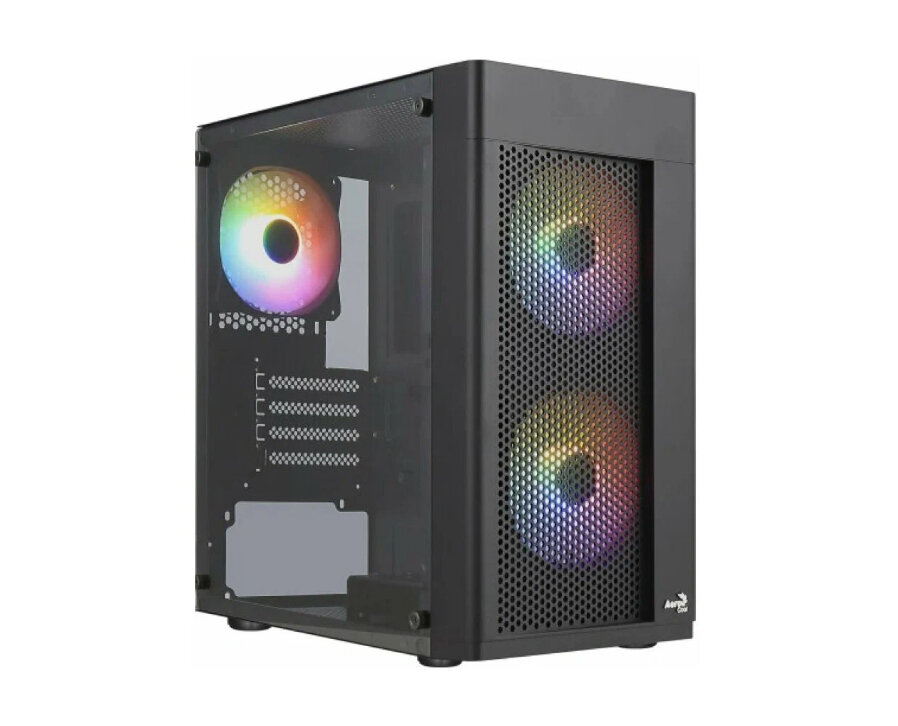 Корпус mATX AeroCool HEXFORM-G-BK-v2 (USB3.0, Audio, WN,2x120mm LED, черный)