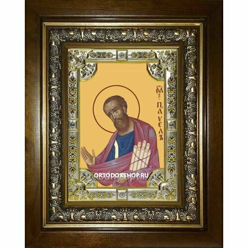Икона Павел апостол, 18x24 см, со стразами, в деревянном киоте, арт вк-2447 икона петр апостол 18x24 см со стразами в деревянном киоте арт вк 3512