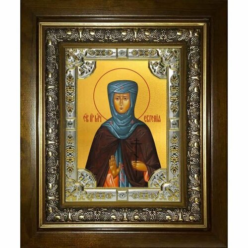 Икона Евгения преподобномученица, 18x24 см, со стразами, в деревянном киоте, арт вк-2658
