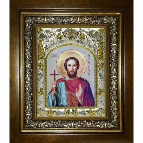 Икона Максим Адрианопольский, 14x18 см, в деревянном киоте 20х24 см, арт вк-4092