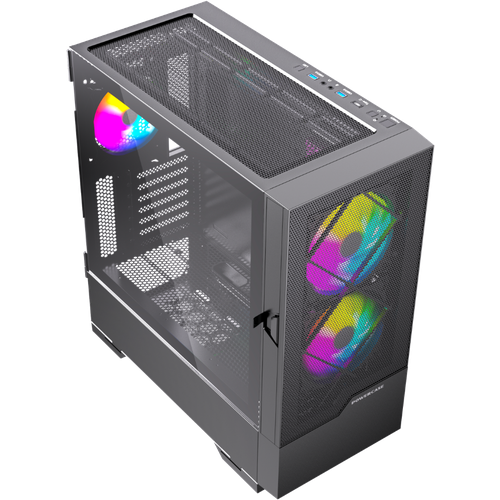 Корпус Powercase Kratos Black (CKR-A3) lian li lancool iii black medium case e atx under 280mm atx micro atx mini itx 2xusb 3 0 1xusb type c 1xaudio included fans 3x140mm pwm 2