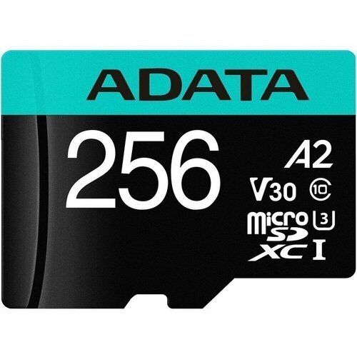 карта памяти microsdxc 256 гб адаптер на sd 1 шт чёрный Карта памяти 256Gb MicroSD ADATA + SD адаптер (AUSDX256GUI3V30SA2-RA1)