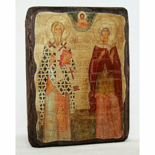 Икона Киприан и Устинья под старину (13 х 17,5 см), арт IDR-066