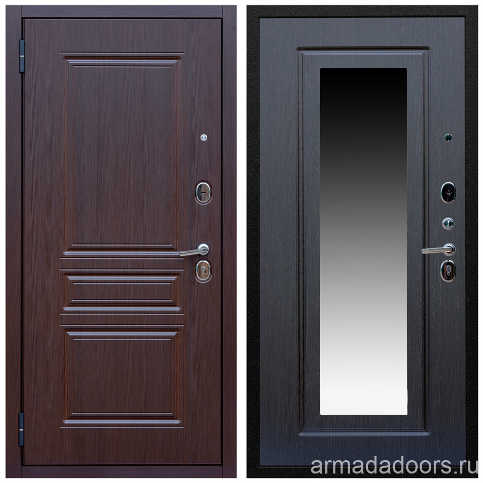 фото Входная дверь Армада Экстра МДФ 10 мм ФЛ-243 Лиственница шоколад; МДФ 16 мм ФЛЗ-120 Венге Зеркало