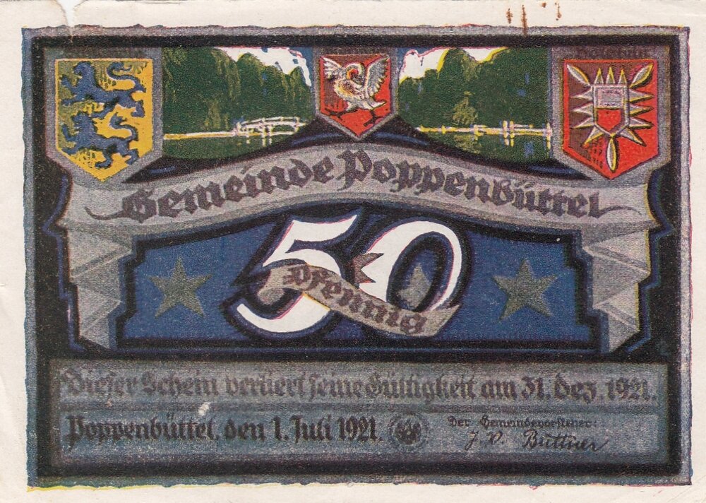 Германия (Веймарская Республика) Поппенбюттель 50 пфеннигов 1921 г. (№4) (4)