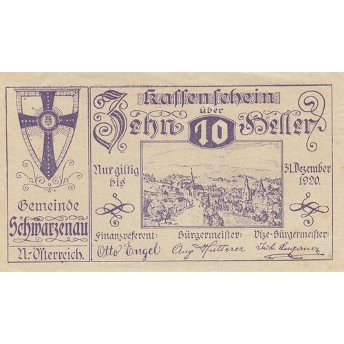 Австрия, Шварценау 10 геллеров 1920 г.