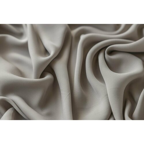 Ткань шелковый шармуз серо-бежевый ткань шармуз бело серого цвета
