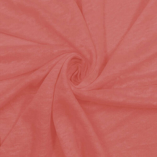 Трикотажная ткань, 100% лен, темно-розовая