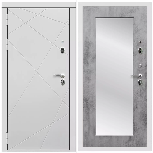 Дверь входная Армада Тесла / ФЛЗ-Пастораль, Бетон темный МДФ панель 16 мм с зеркалом